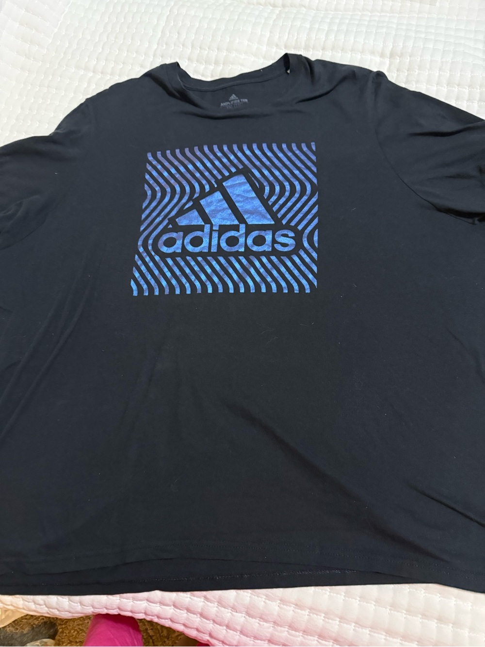 adidas Black T-Shirt with Blue Wave Logo